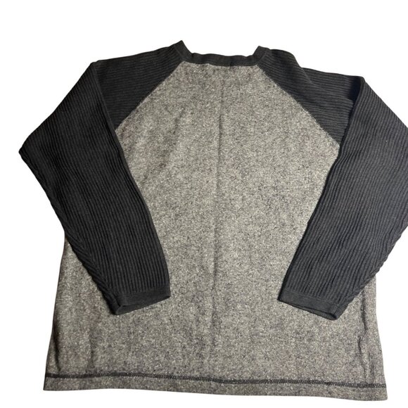 Eddie Bauer Mens XL Lambs Wool Blend Sweater Casual Outdoor Style Gray & Black - Picture 2 of 10